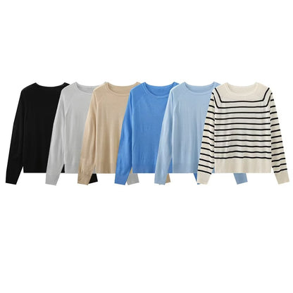 Damenbekleidung, lockerer, schlankmachender Pullover, Pullover, einfaches Pullover-Top