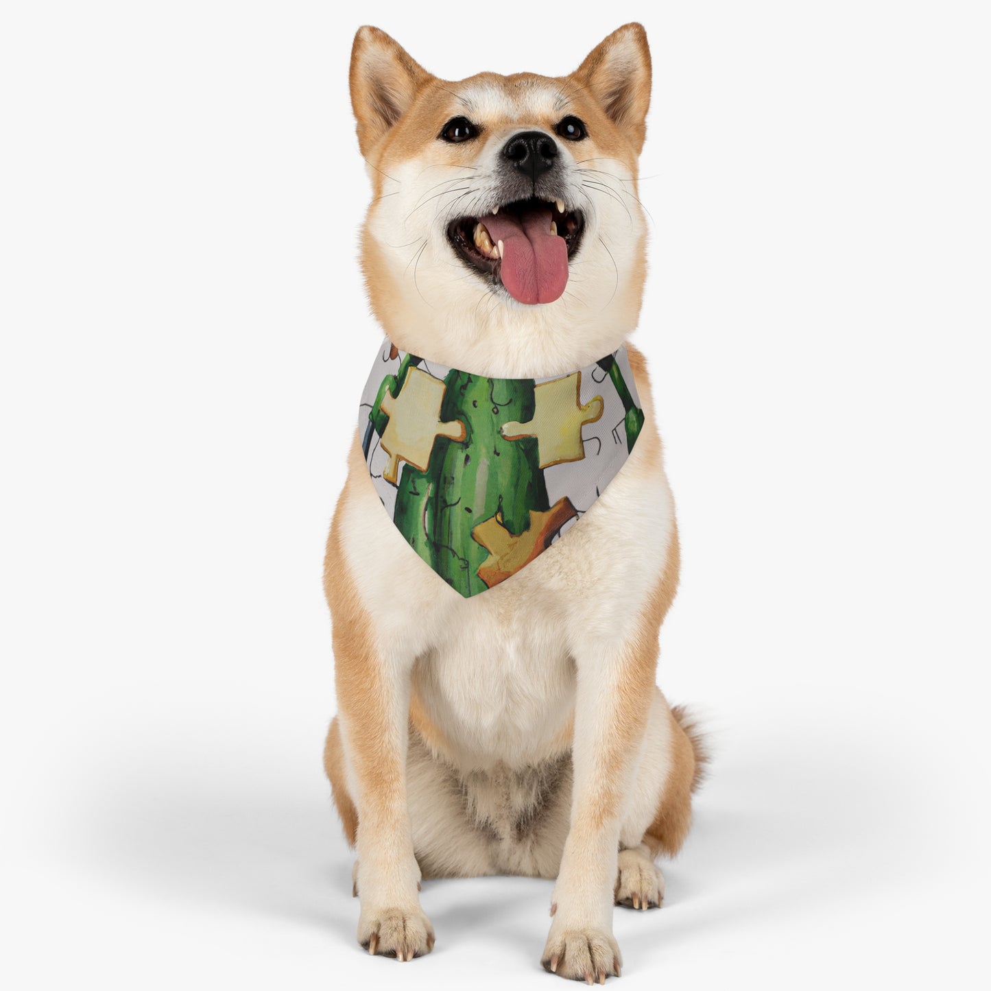 "Cactified Puzzle Time" - El collar de bandana para mascotas alienígenas