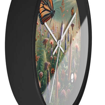 "A Monarch in Wildflower Meadow" - The Alien Wall Clock Realism Style