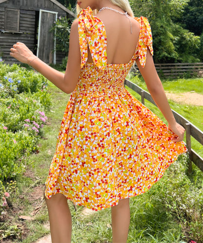 Summer Yellow Sweet Girlish Strap Dress