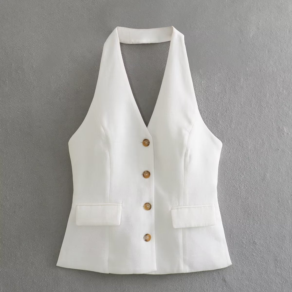 Summer Women Clothing Backless Hanging Collar Vest