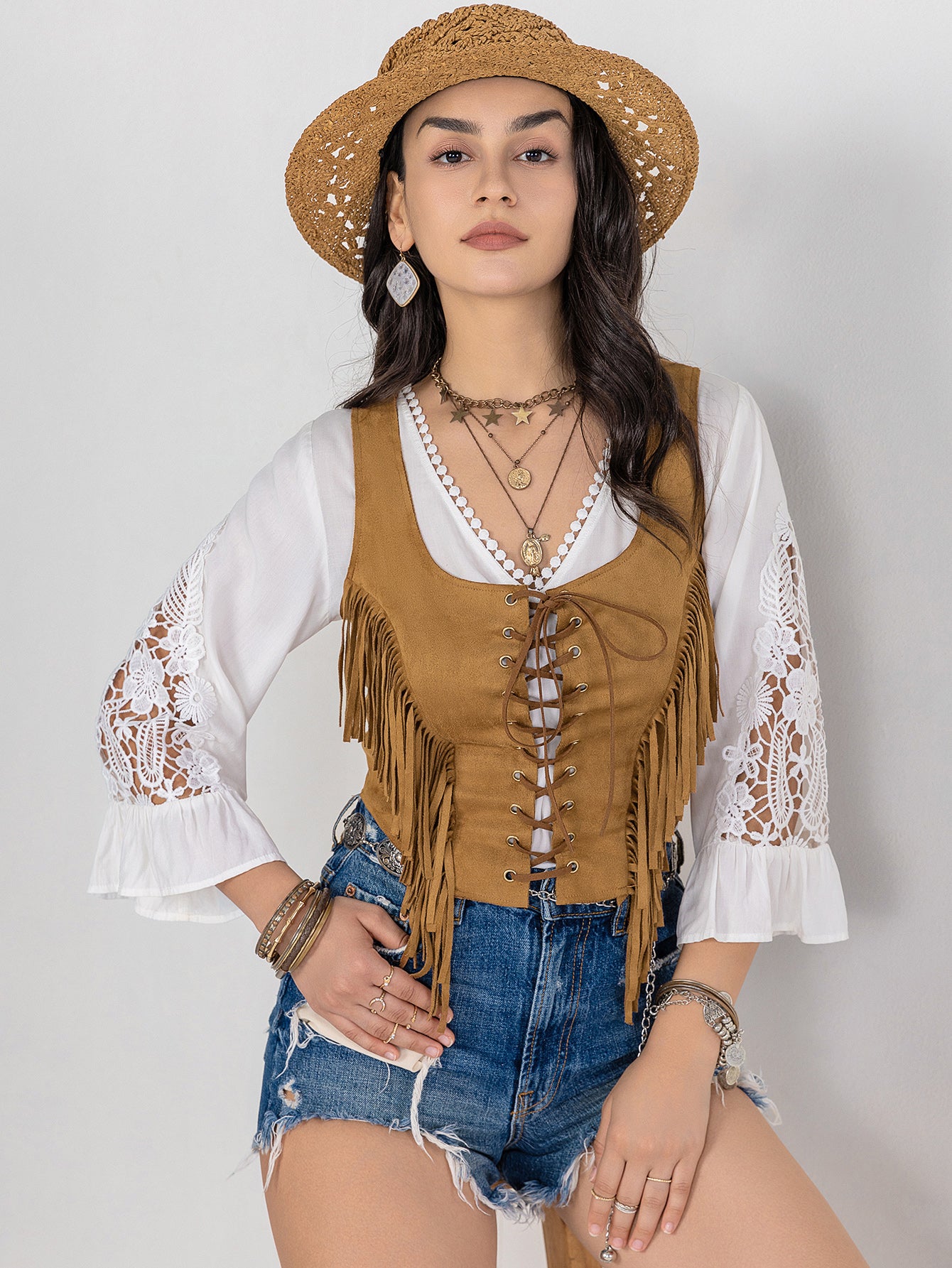 Women Autumn Winter Bottoming Tassel Sleeveless Top