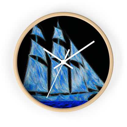 "El velero azul y las velas blancas: Una aventura de libertad en el mar" - The Alien Wall Clock