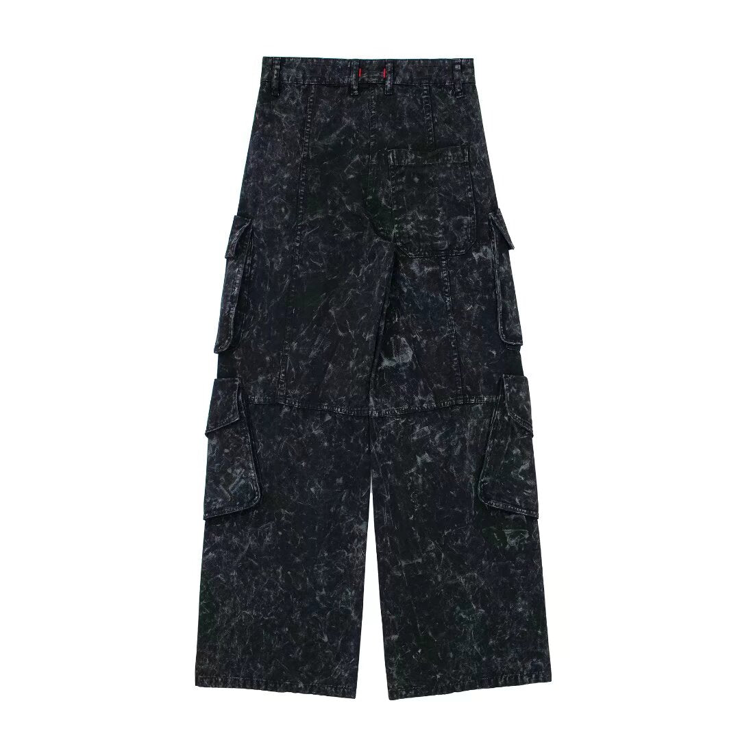 Frühling Persönlichkeit Straße Modische Camouflage Multi Pocket Design Lose Niedrige Taille Overalls