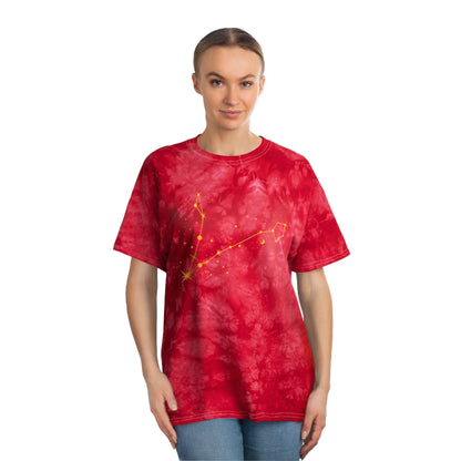 Constelación de estrellas de Piscis: camiseta con efecto tie-dye alienígena, cristal