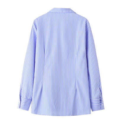 Women Spring Long Sleeve Stripes Shirt Clothing