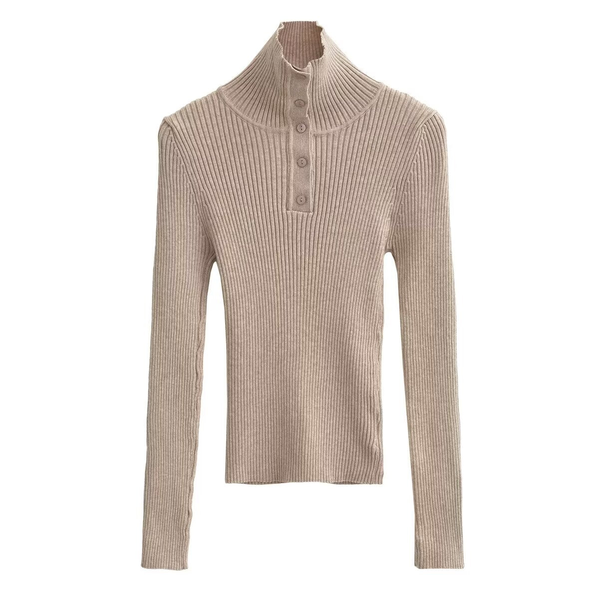 Winter French Office Minimalistischer Slim Fit Langarmpullover für Damen