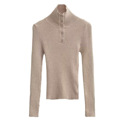 Winter French Office Minimalistischer Slim Fit Langarmpullover für Damen