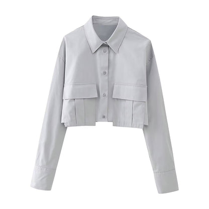 Ropa de invierno para mujer, gabardina de moda que combina con todo, camisa corta de tela