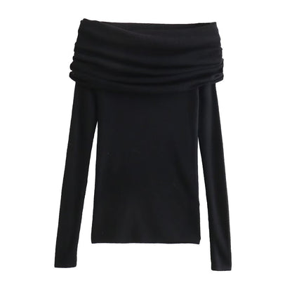 Sexy Sexy Slim Fit Off Shoulder Off Shoulder Long Sleeve Sweater Women Inner Pullover Sweater Spring