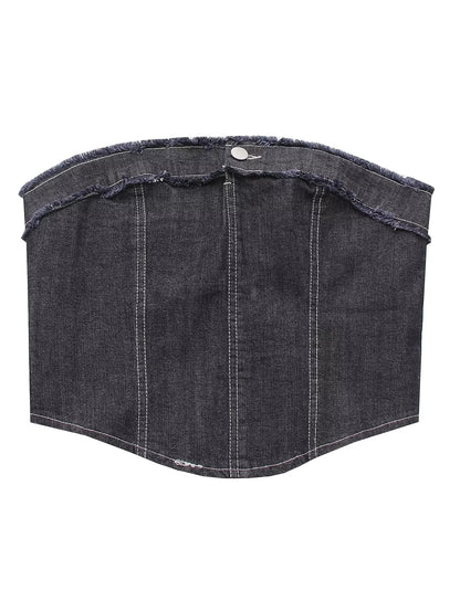 Sommer Damen Kleidung Sexy Smocking Denim Tube Top