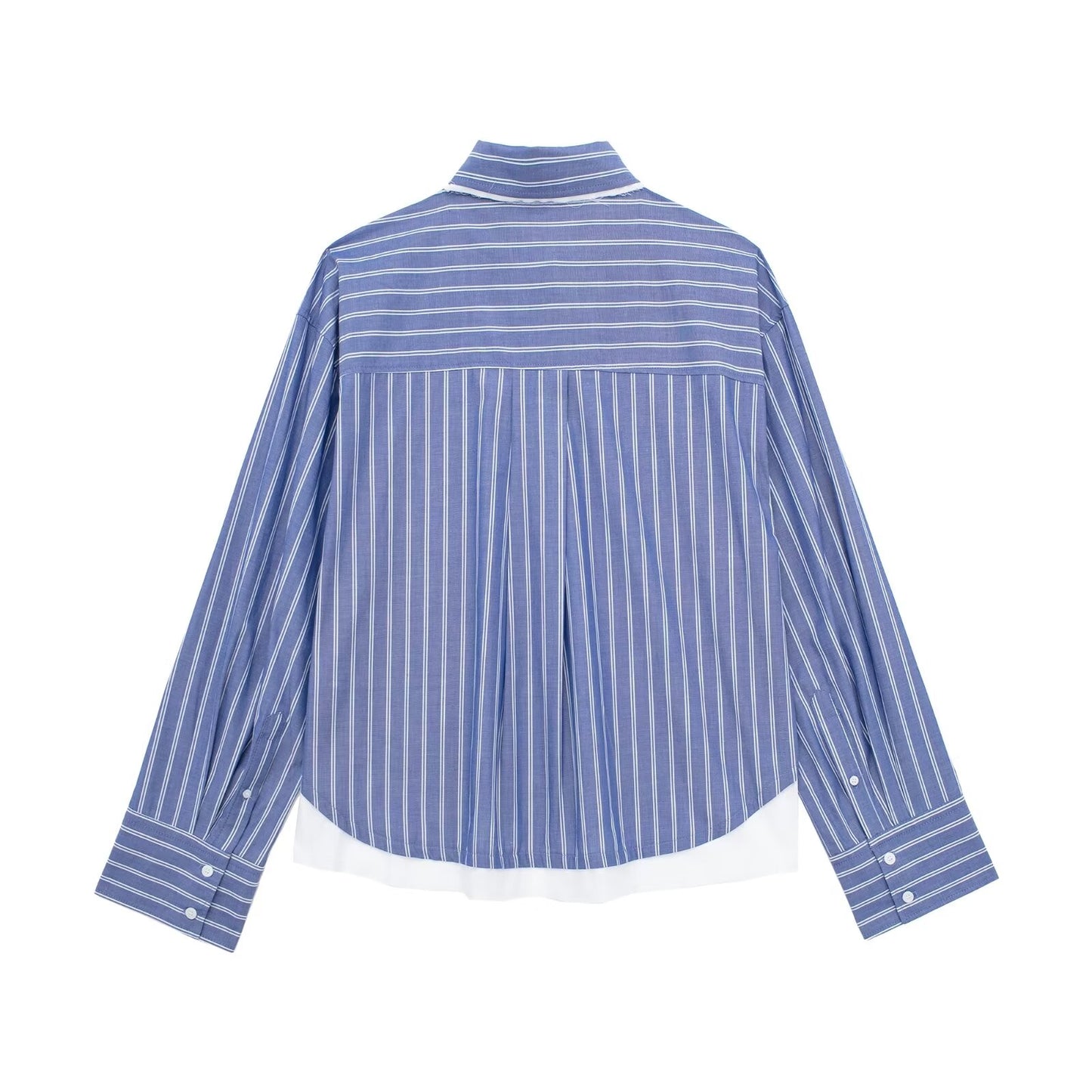 Winter Women Clothing Casual All Match Stitching Striped Shirt