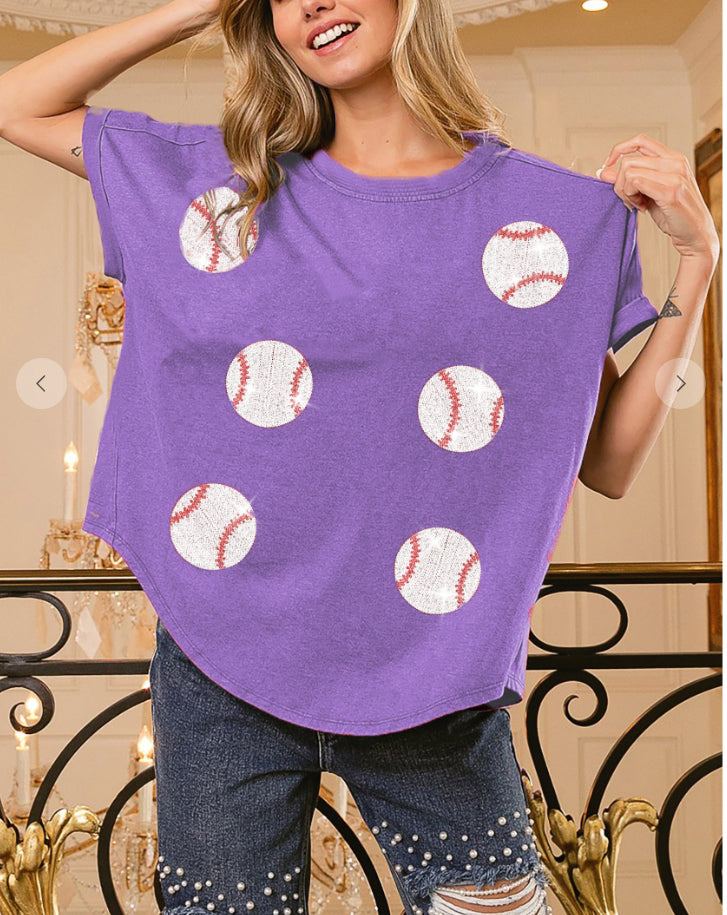 Spring Summer Baseball Game Sequined T shirt Women Sequin Short Sleeve Outerwear Top