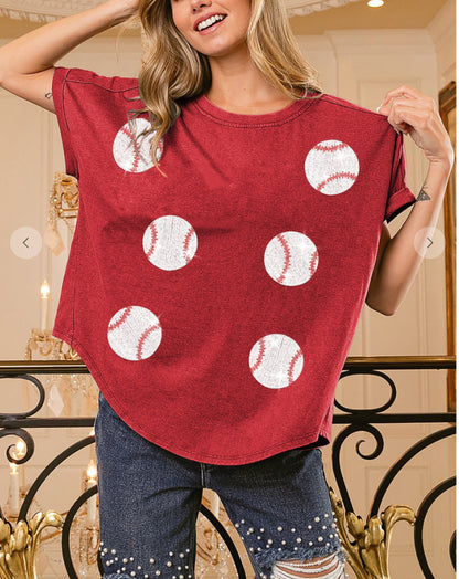 Camiseta de béisbol con lentejuelas para mujer, ropa de abrigo de manga corta con lentejuelas para primavera y verano