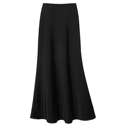 High Waist Slimming Mid Length Satin Acetate Silky Skirt Spring Summer Sheath Fishtail A Line Long Skirt