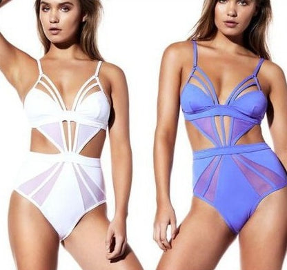 Frauen Sommer Badeanzüge Sexy Ärmellose Einteiligen Badeanzug Aushöhlen Monokini Push Up Sheer Bikini Bademode Beachwear S-XL 