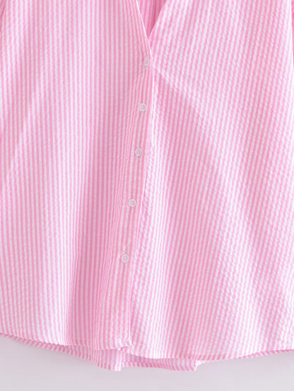 Camisa informal de rayas urbanas de verano para mujer