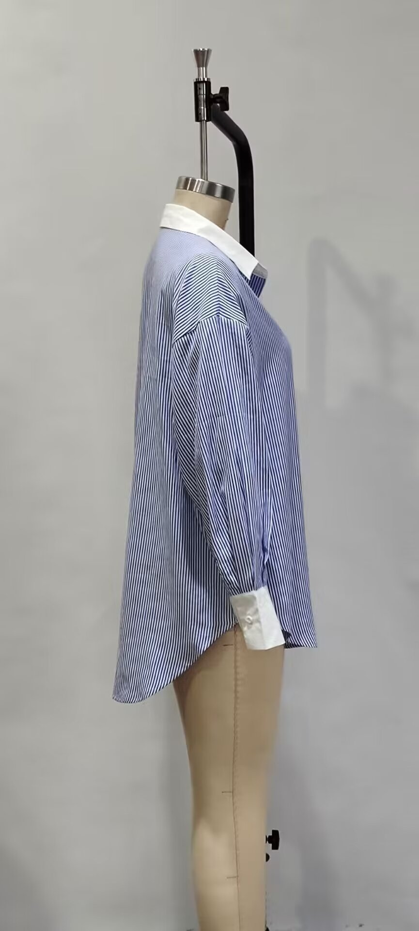 Camisa de manga larga a rayas con contraste de color para mujer, vestido ajustado de primavera, camisa informal, cárdigan, ropa para mujer