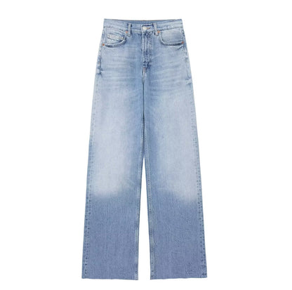 Washed Wear Weiße Jeans mit hoher Taille, lässige Hose mit weitem Bein, Frühling, lockere, bequeme, gerade Damenhose