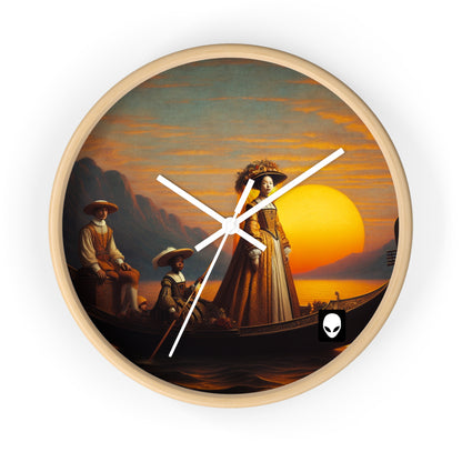 "Golden Twilight in the Italian Gondola" - The Alien Wall Clock Renaissance Art Style