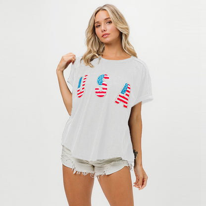 Spring Summer English Letters Short Sleeve T shirt Top Women Clothing