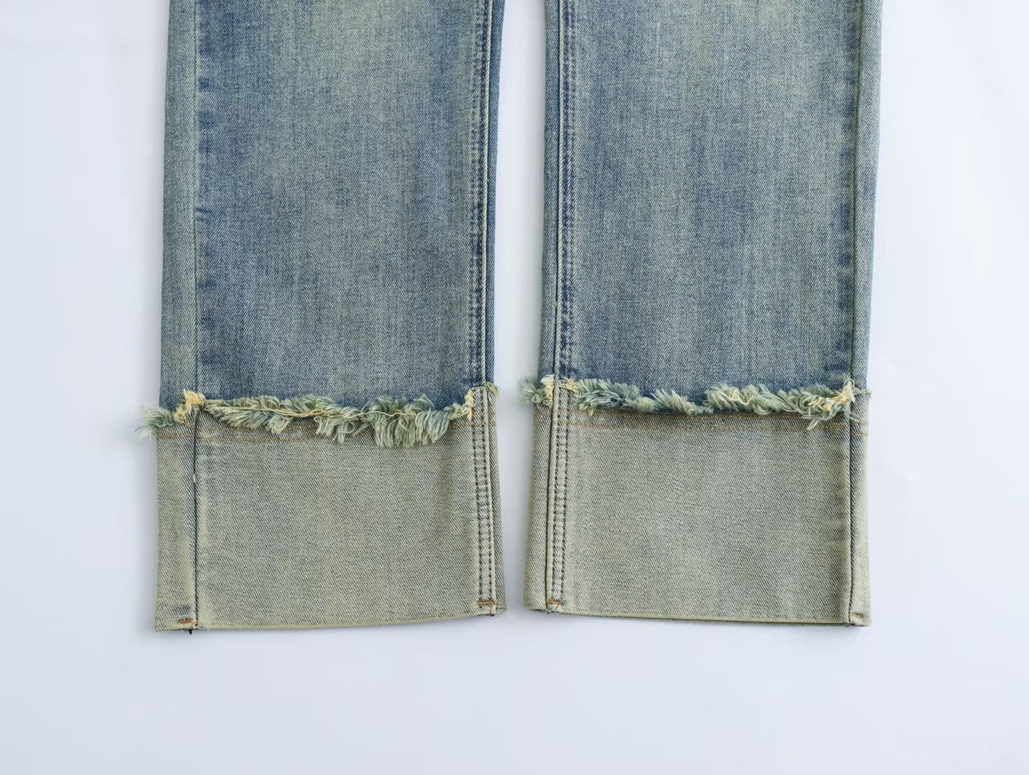 Smoke Tube Jeans Spring Autumn Flanging High Waist Loose Small Slimming Straight Baguette Pants