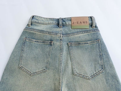 Gerade Jeans mit weitem Bein für Damen, Frühlingstrend, hohe Taille, locker sitzende Schlankheitshose