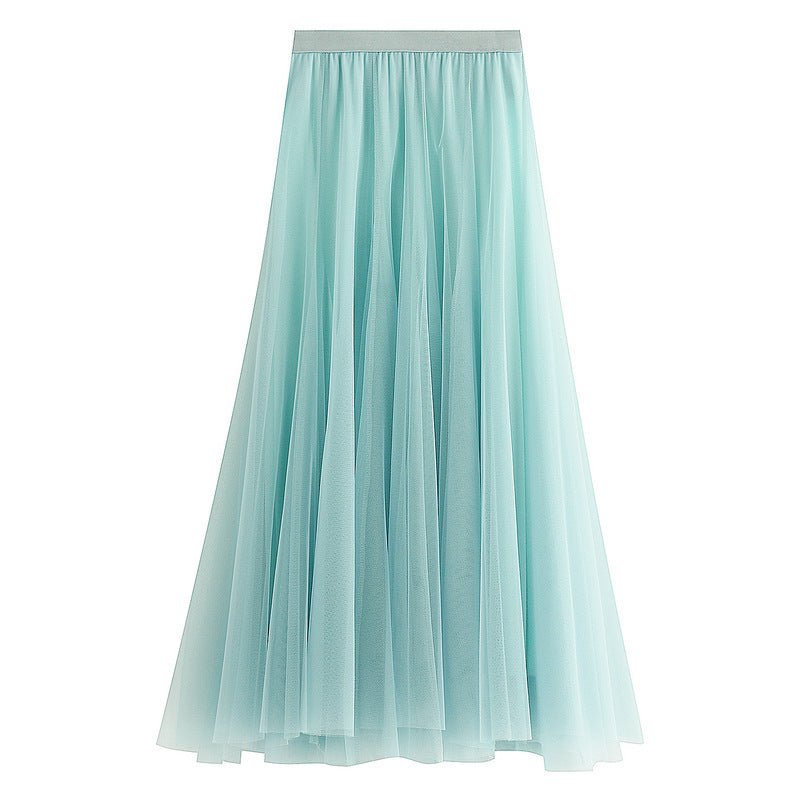 Spring Swing Puffy Ankle Length Skirt High Waist Slim Fit Fairy Skirt Tulle Skirt A Line Skirt