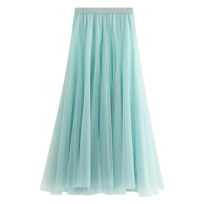 Spring Swing Puffy Ankle Length Skirt High Waist Slim Fit Fairy Skirt Tulle Skirt A Line Skirt