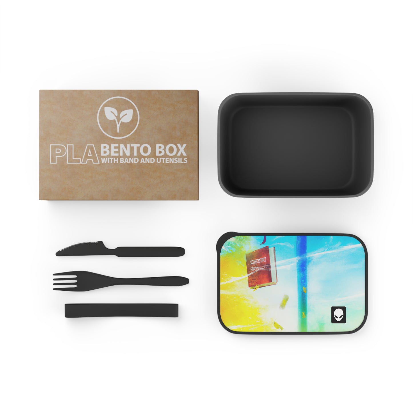 "Exploring My World through Art: Capturing the Memories of Places Visited" - The Alien Eco-friendly PLA Bento Box with Band and Utensils