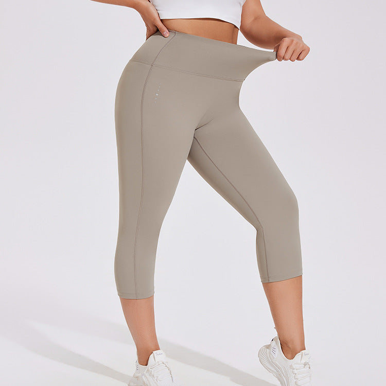 Bedruckte Yoga-Laufhose in Übergröße, Nude Feel, hohe Taille, pfirsichfarben, Hüftlifting-Fitness-Sport-Shorts