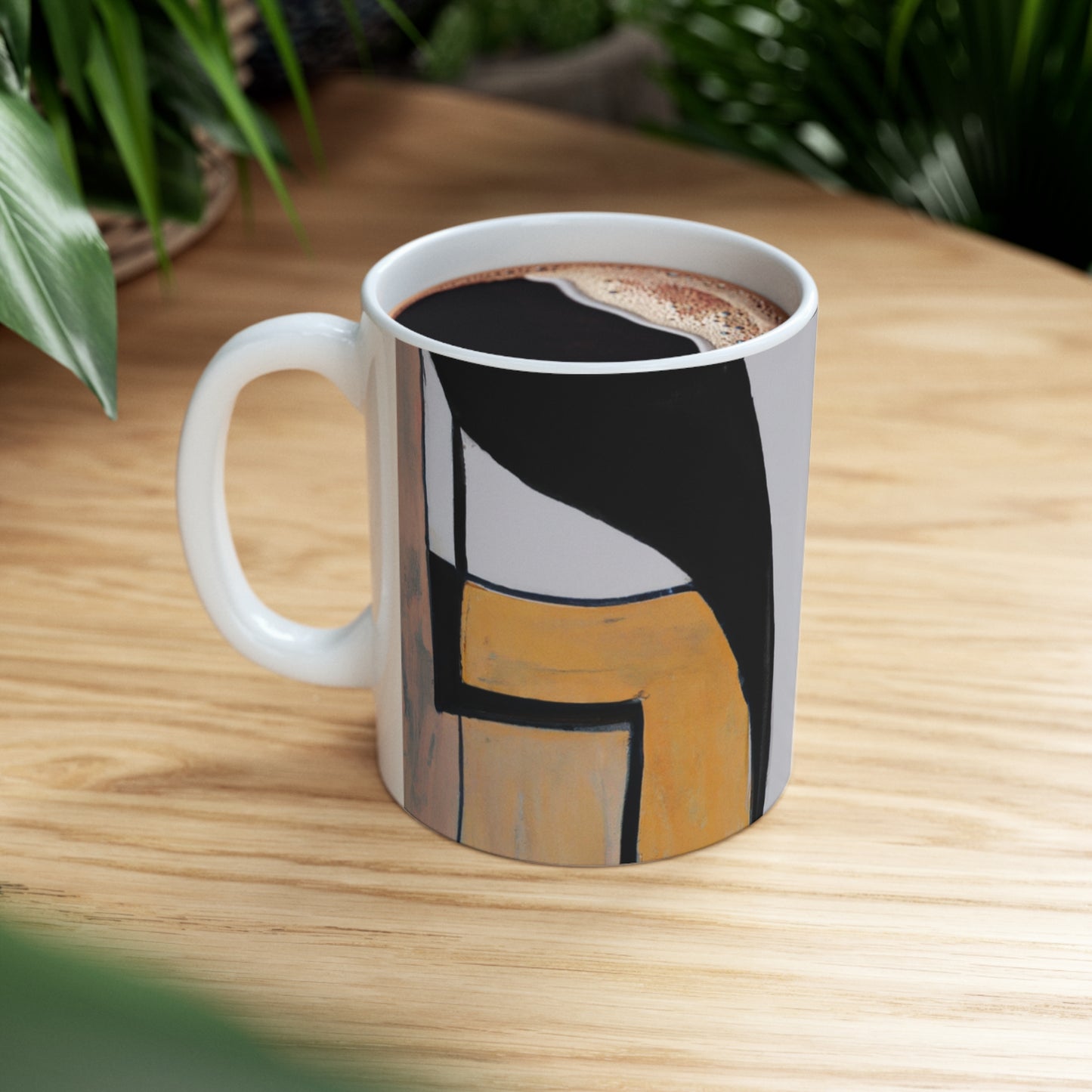 "Explorando el equilibrio y el patrón en el arte abstracto" - Taza de cerámica The Alien de 11 oz