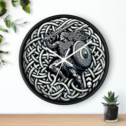 "Celtic Knight: Sword & Shield in Ancient Knots" - The Alien Wall Clock Celtic Art Style