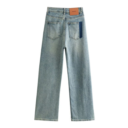 Retro Gerade Jeans Frauen Frühling Hohe Taille Lose Alle Passenden Breite Bein Mop Hosen