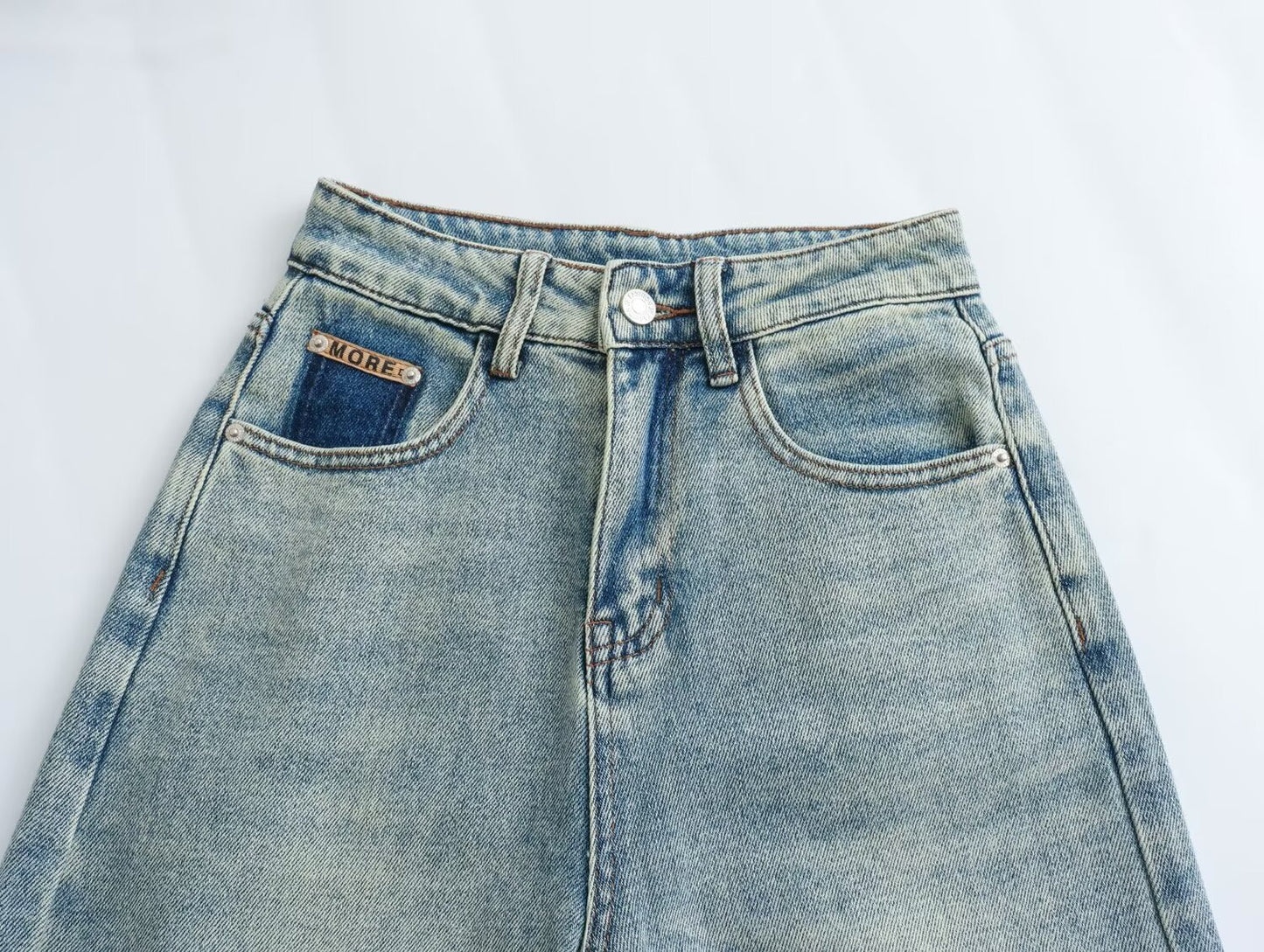 Retro Gerade Jeans Frauen Frühling Hohe Taille Lose Alle Passenden Breite Bein Mop Hosen