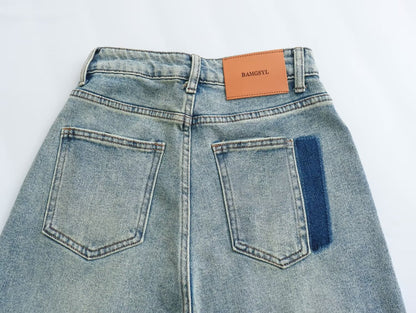 Retro Gerade Jeans Frauen Frühling Hohe Taille Lose Alle Passenden Breite Bein Mop Hosen