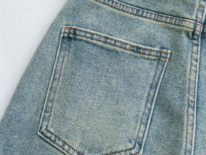 Retro Gerade Jeans Frauen Frühling Hohe Taille Lose Alle Passenden Breite Bein Mop Hosen