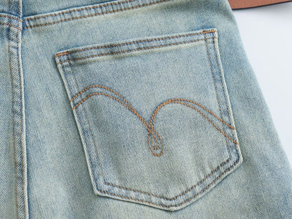 Weite Bein Jeans Frauen Kleidung Frühling Elastische Schmaler Gürtel