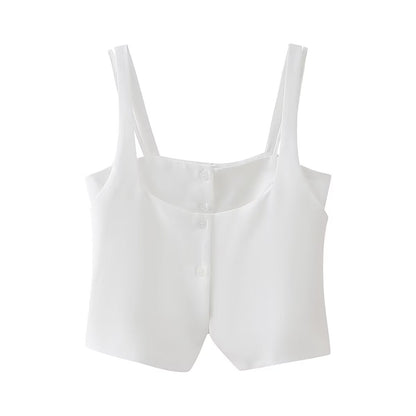 Camisola de dos piezas con tirantes finos, asimétrica, irregular, para mujer, primavera