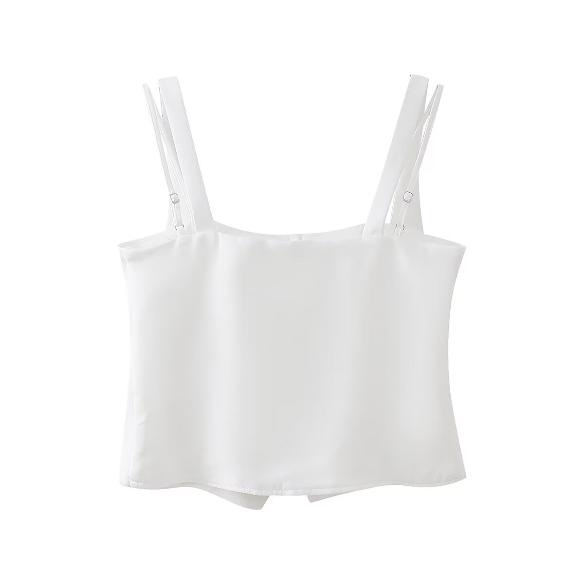 Camisola de dos piezas con tirantes finos, asimétrica, irregular, para mujer, primavera