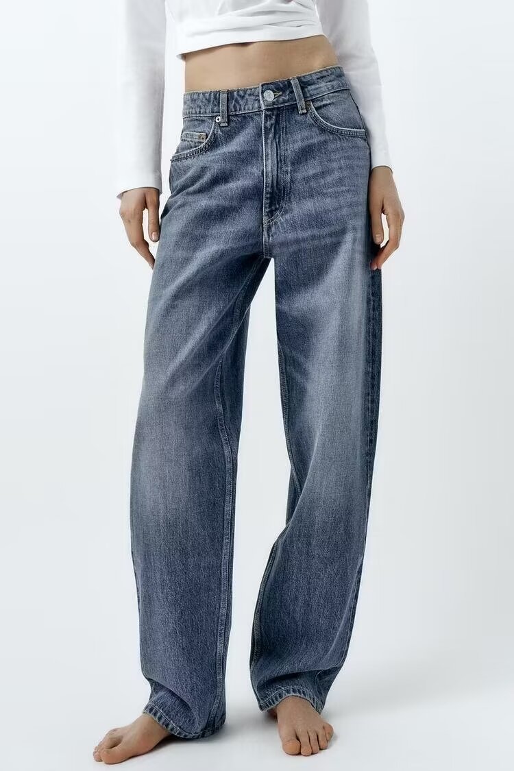 Primavera Mujer Ropa Casual Mediados De Cintura Globo Jeans