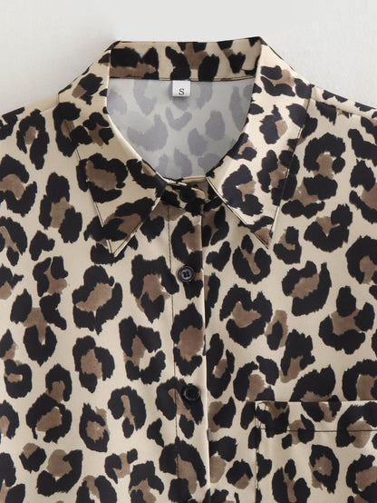 Women Spring Festival Leopard Shirt Leopard Pants Suit