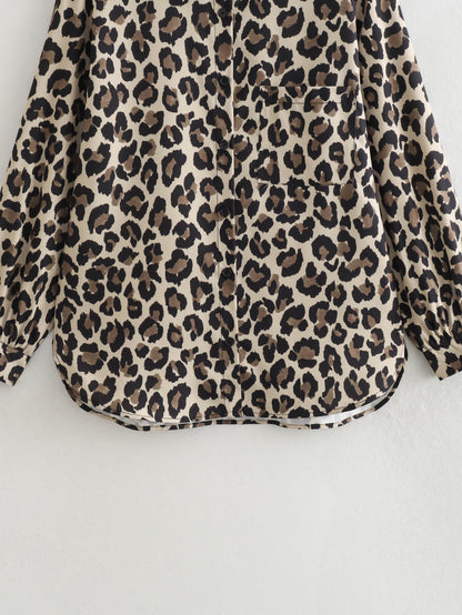 Women Spring Festival Leopard Shirt Leopard Pants Suit