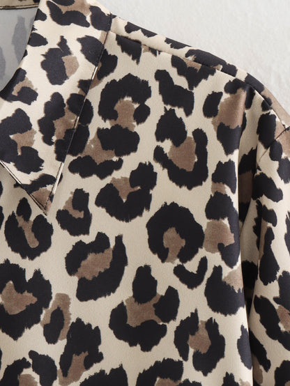 Women Spring Festival Leopard Shirt Leopard Pants Suit