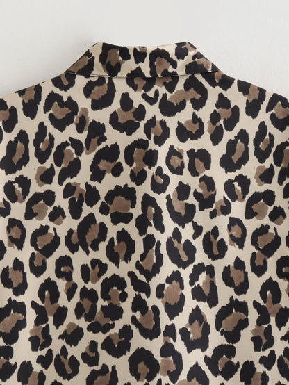 Women Spring Festival Leopard Shirt Leopard Pants Suit