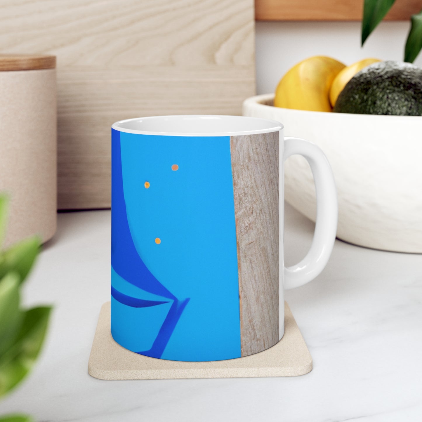 zwei kleine Kreise aus gelbem Tonpapier als Sonne
 
Eine Reise zur Sonne: Ein blaues Boot und zwei Seeleute herstellen – The Alien Keramikbecher 11 oz