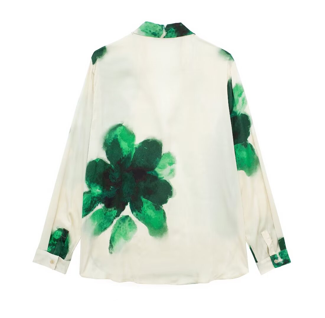 Druck Shirt Top Frauen Frühling Chiffon Langarm Shirt