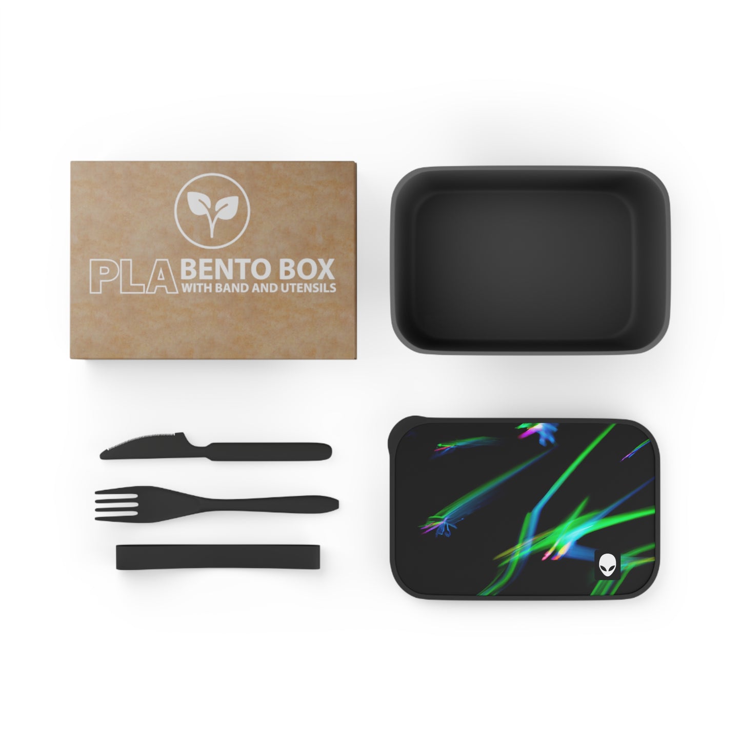 „Illuminated Splendor“ – Die umweltfreundliche PLA-Bento-Box von Alien mit Band und Utensilien