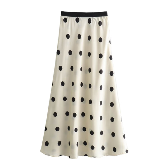 Polka Dot Forged Half Skirt Korean Women Clothing Spring Summer Holiday Elastic Waist Long