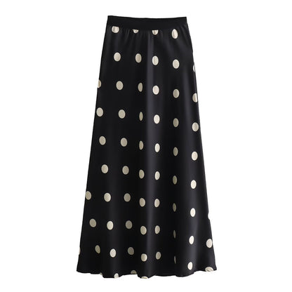 Polka Dot Forged Half Skirt Korean Women Clothing Spring Summer Holiday Elastic Waist Long